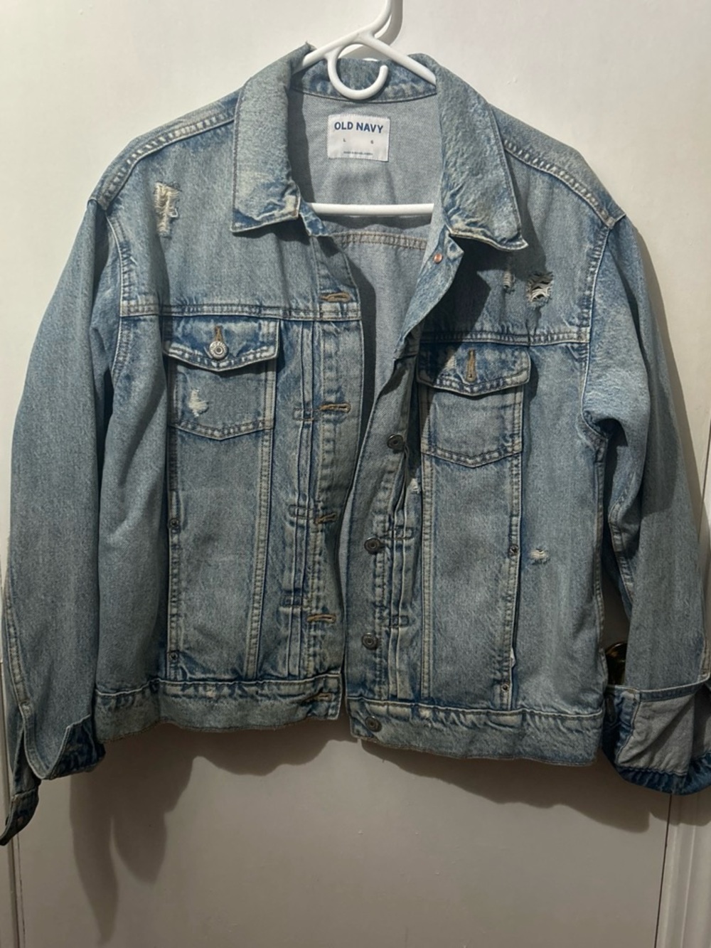 Old Navy Light Blue Distressed Denim Jacket